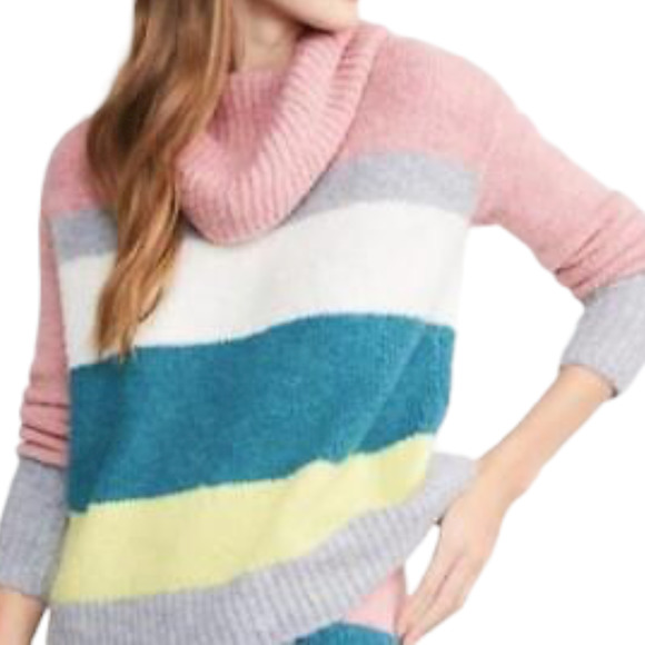 Lou & Grey Sweaters - NWOT ANN TAYLOR LOFT LOU & GRAY STRIPED PLUSHFUZZ TURLENECK SWEATER sz L